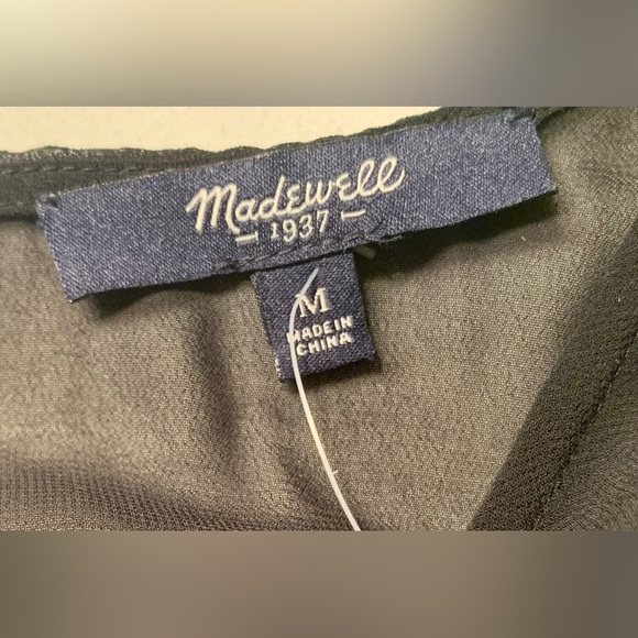 Madewell Floral Fringe Sheer Black Peasant Blouse Top NWT — M - Picture 4 of 8